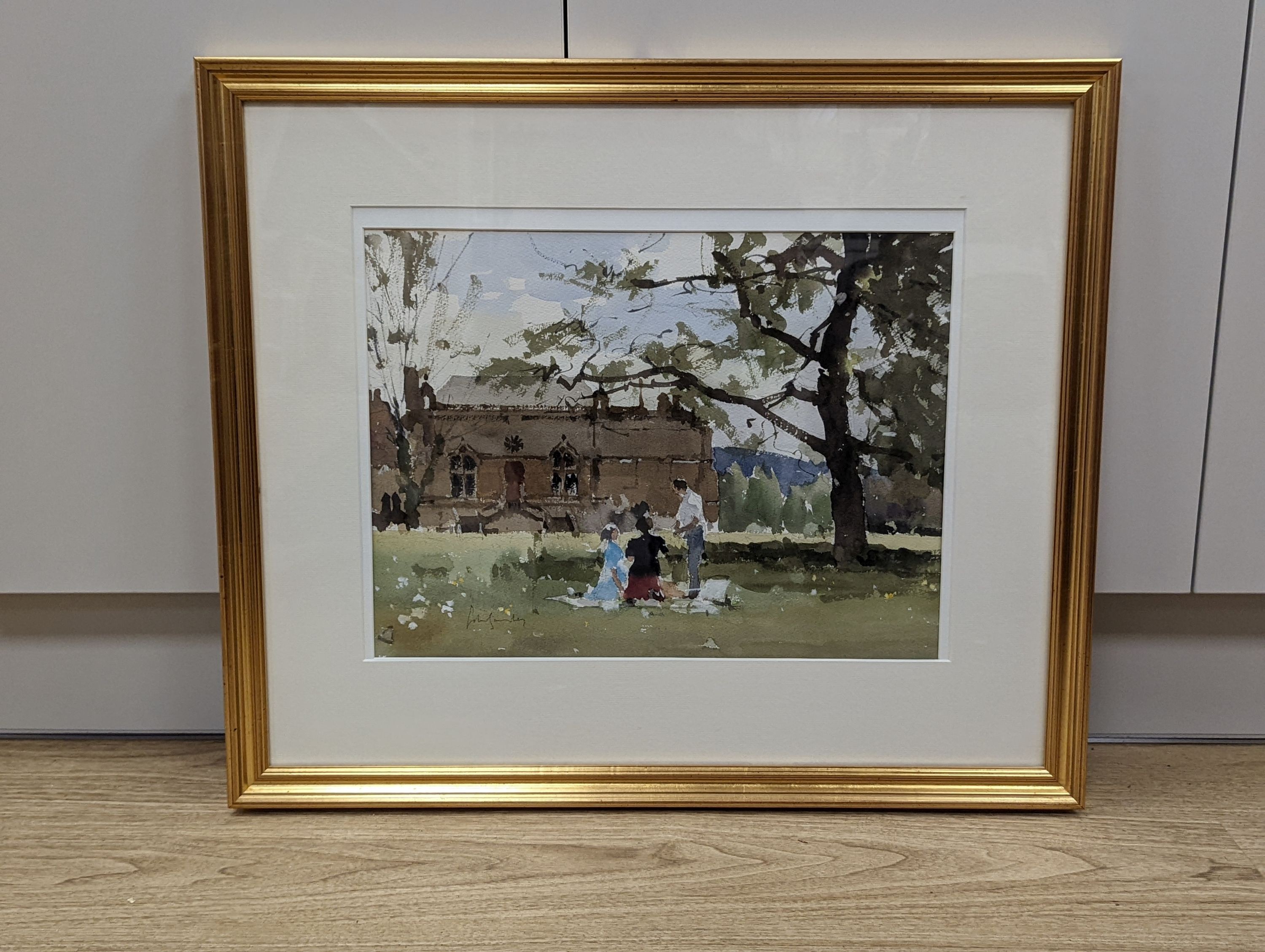 John Yardley (b.1933), watercolour, Lacock Abbey, signed, 33 x 44cm